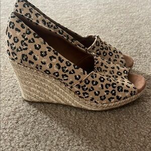 Toms Brown and Black Wedge Espadrilles